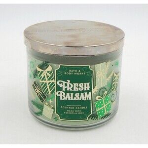Bath & Body Works Fresh Balsam 3 Wick Jar Candle Scented Gifts Essential Oils